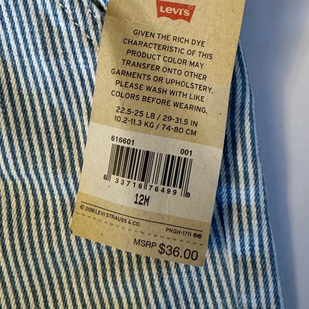 Levi's 12M Overalls Shortall with Blue and White Stripes - Picture 4 of 4